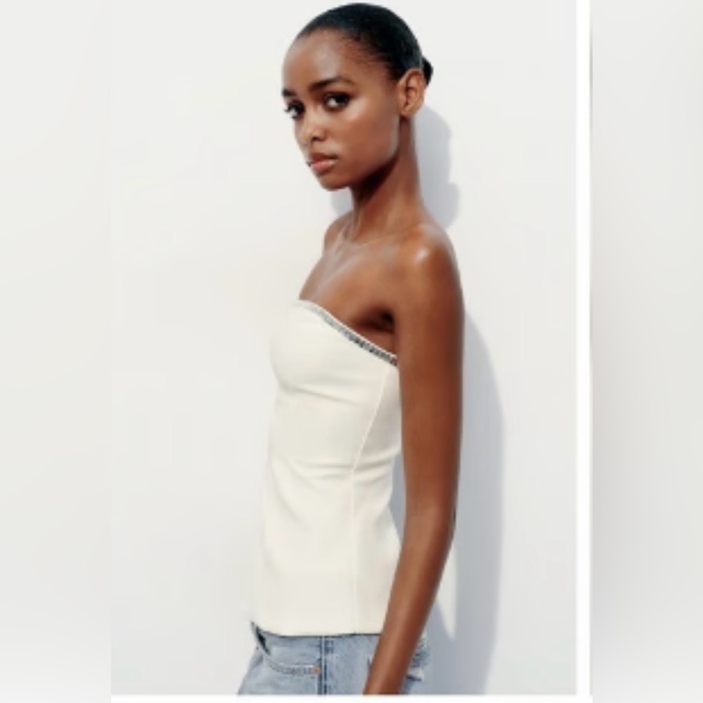 Zara Strapless Jeweled Top Size S!!!